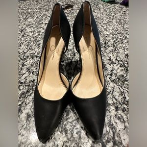 Black Leather Jessica Simpson Heels (8.5)